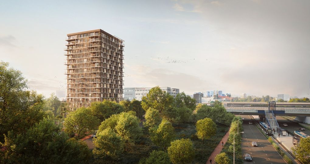 Natuurinclusieve houten woontoren in Amstelveen